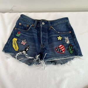 Vtg Levi’s Shorts Junior XS US 2 Patches Button Fly Cut Levi 501 Waist 24” Girl